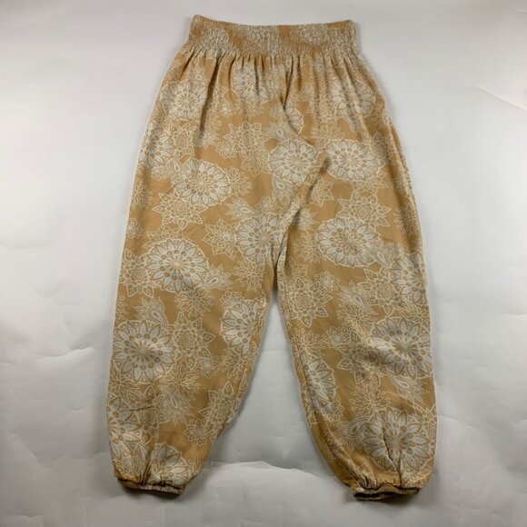 Lotus & Luna Yellow Lotus Kaleidescope Print High Rise Harem Pant L - Picture 1 of 6